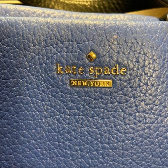 Kate Spade Blue And White Pebbled Leather Crossbody Purse With Handles - Picture 12 of 12